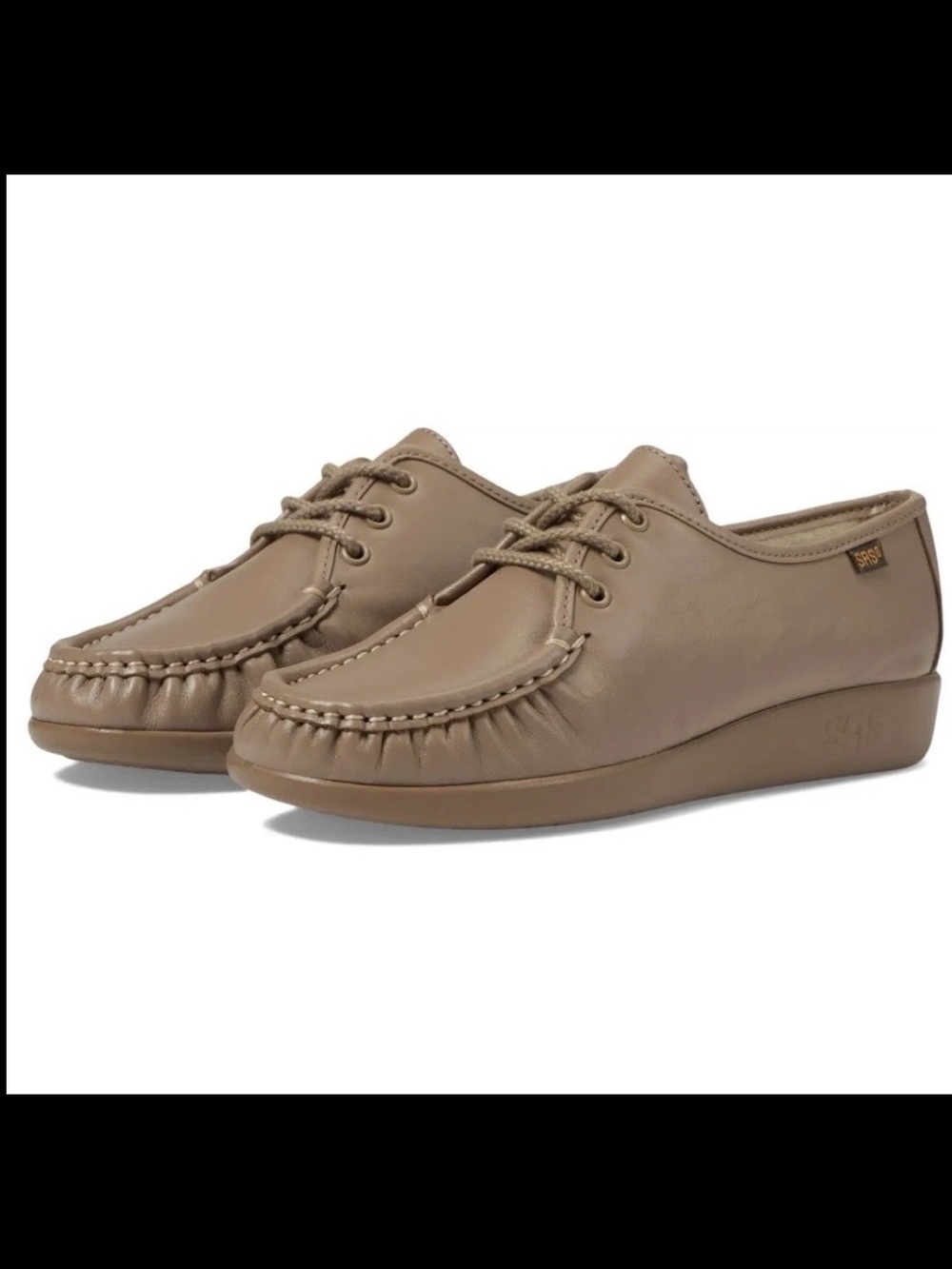 SAS Ladies Shoes 7.5M Siesta Beige Mocha Tan Lace Up Tripad Comfort EUC Handsewn